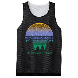 National Parks List Word Cloud Sunset Trees Men Women Kids Mesh Reversible Basketball Jersey Tank