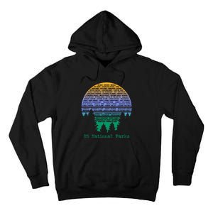 National Parks List Word Cloud Sunset Trees Men Women Kids Tall Hoodie