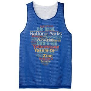 National Parks List Word Cloud Camping Hiking Gift Mesh Reversible Basketball Jersey Tank