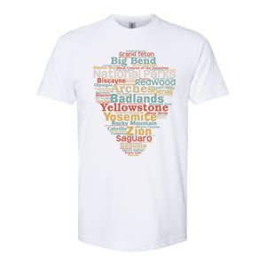 National Parks List Word Cloud Camping Hiking Gift Softstyle CVC T-Shirt