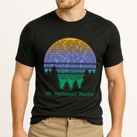 National Parks List Word Cloud Sunset Trees Performance Shirt