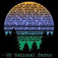 National Parks List Word Cloud Sunset Trees Backpack