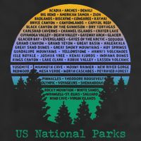 National Parks List Word Cloud Sunset Trees Golf Towel