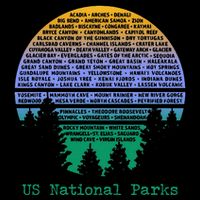 National Parks List Word Cloud Sunset Trees Cropped Pullover Crew