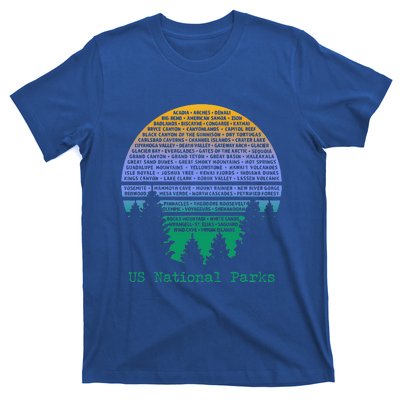 National Parks List Word Cloud Sunset Trees T-Shirt