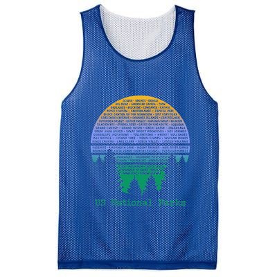 National Parks List Word Cloud Sunset Trees Mesh Reversible Basketball Jersey Tank