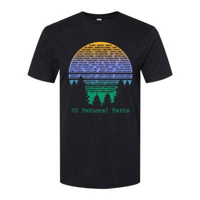 National Parks List Word Cloud Sunset Trees Softstyle CVC T-Shirt