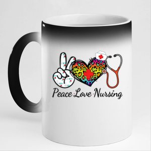 Nurse Peace Love Nursing Medical Gift 11oz Black Color Changing Mug