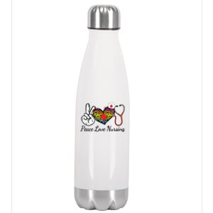 Nurse Peace Love Nursing Medical Gift Stainless Steel Insulated Water Bottle