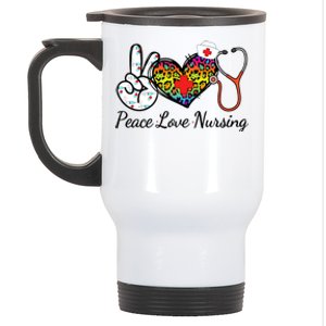 Nurse Peace Love Nursing Medical Gift Stainless Steel Travel Mug