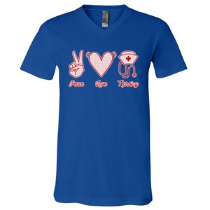 Nurse Peace Love Nursing Medicine Gift V-Neck T-Shirt