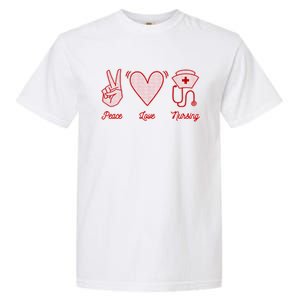 Nurse Peace Love Nursing Medicine Gift Garment-Dyed Heavyweight T-Shirt