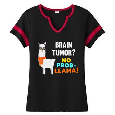 No Prob Llama Brain Tumor Survivor Recovery Get Well Gifts Ladies Halftime Notch Neck Tee