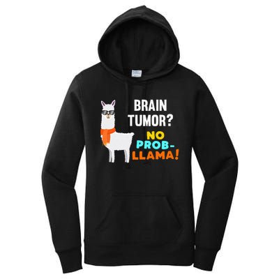 No Prob Llama Brain Tumor Survivor Recovery Get Well Gifts Women's Pullover Hoodie