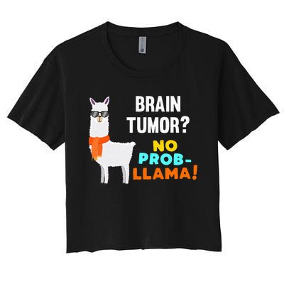 No Prob Llama Brain Tumor Survivor Recovery Get Well Gifts Women's Crop Top Tee