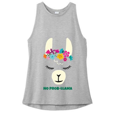 No Prob Llama Christmas Women Girl Birthday Ladies PosiCharge Tri-Blend Wicking Tank