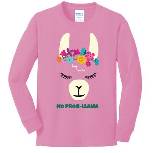 No Prob Llama Christmas Women Girl Birthday Kids Long Sleeve Shirt