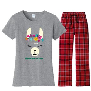 No Prob Llama Christmas Women Girl Birthday Women's Flannel Pajama Set