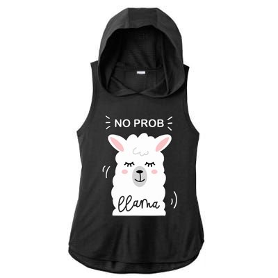 No Prob Llama Cute Funny No Drama Alpaca Lammacorn Ladies PosiCharge Tri-Blend Wicking Draft Hoodie Tank