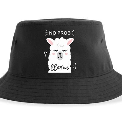 No Prob Llama Cute Funny No Drama Alpaca Lammacorn Sustainable Bucket Hat