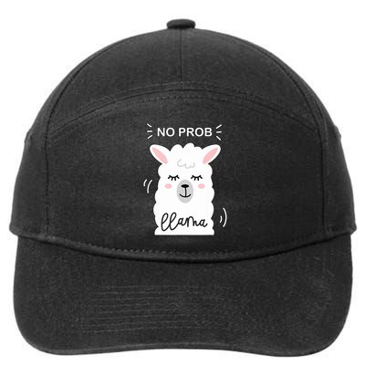 No Prob Llama Cute Funny No Drama Alpaca Lammacorn 7-Panel Snapback Hat
