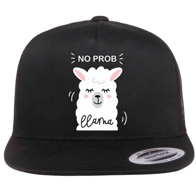 No Prob Llama Cute Funny No Drama Alpaca Lammacorn Flatbill Hat