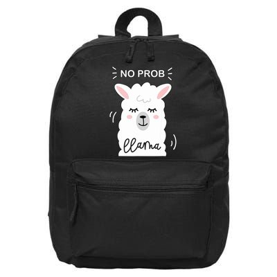 No Prob Llama Cute Funny No Drama Alpaca Lammacorn 16 in Basic Backpack