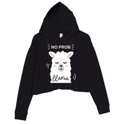No Prob Llama Cute Funny No Drama Alpaca Lammacorn Crop Fleece Hoodie