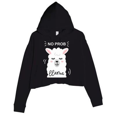 No Prob Llama Cute Funny No Drama Alpaca Lammacorn Crop Fleece Hoodie