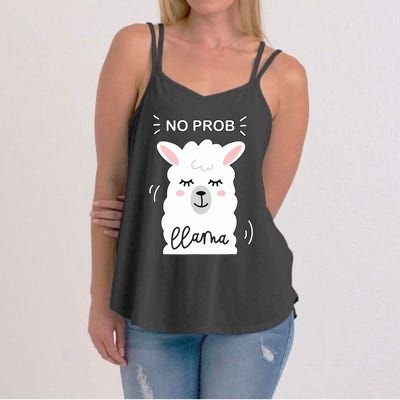 No Prob Llama Cute Funny No Drama Alpaca Lammacorn Women's Strappy Tank