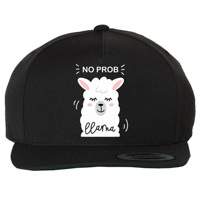 No Prob Llama Cute Funny No Drama Alpaca Lammacorn Wool Snapback Cap