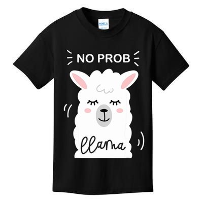 No Prob Llama Cute Funny No Drama Alpaca Lammacorn Kids T-Shirt