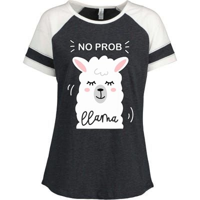 No Prob Llama Cute Funny No Drama Alpaca Lammacorn Enza Ladies Jersey Colorblock Tee