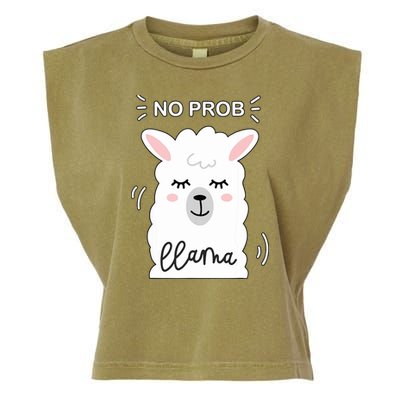 No Prob Llama Cute Funny No Drama Alpaca Lammacorn Garment-Dyed Women's Muscle Tee