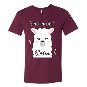 No Prob Llama Cute Funny No Drama Alpaca Lammacorn V-Neck T-Shirt