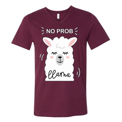 No Prob Llama Cute Funny No Drama Alpaca Lammacorn V-Neck T-Shirt