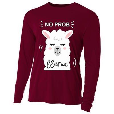 No Prob Llama Cute Funny No Drama Alpaca Lammacorn Cooling Performance Long Sleeve Crew