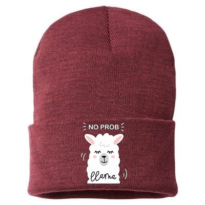 No Prob Llama Cute Funny No Drama Alpaca Lammacorn Sustainable Knit Beanie