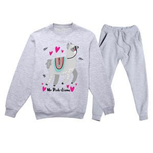 No Prob Llama Funny Llama Alpaca Lover Gift Premium Crewneck Sweatsuit Set