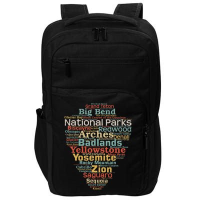 National Parks List Word Cloud Camping Hiking Women Impact Tech Backpack