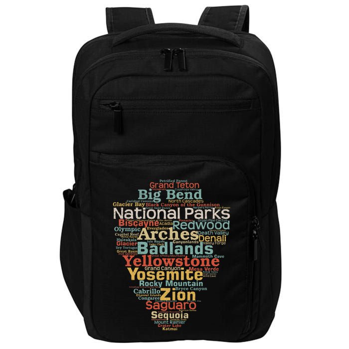 National Parks List Word Cloud Camping Hiking Women Impact Tech Backpack