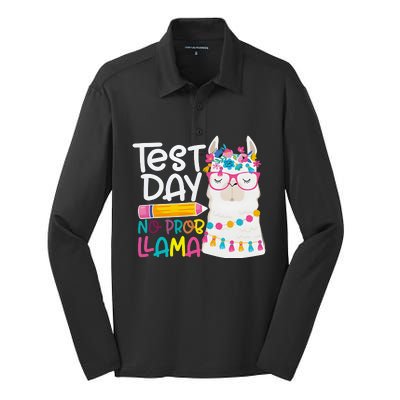 No Problem Llama Testing State Testing Silk Touch Performance Long Sleeve Polo