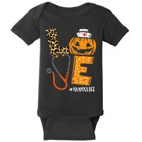 Nurse Pumpkin Leopard Print Festive Fall & Thanksgiving Decor Baby Bodysuit