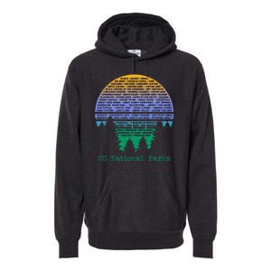 National Parks List Word Cloud Sunset Trees Premium Hoodie