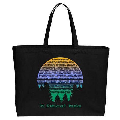 National Parks List Word Cloud Sunset Trees Cotton Canvas Jumbo Tote