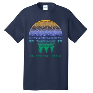 National Parks List Word Cloud Sunset Trees Tall T-Shirt