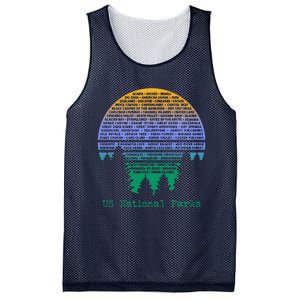 National Parks List Word Cloud Sunset Trees Mesh Reversible Basketball Jersey Tank