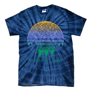 National Parks List Word Cloud Sunset Trees Tie-Dye T-Shirt