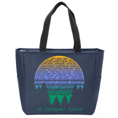 National Parks List Word Cloud Sunset Trees Zip Tote Bag