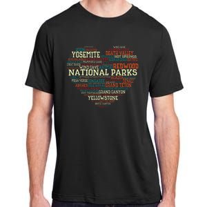 National Parks List Word Cloud Heart Camping Adult ChromaSoft Performance T-Shirt